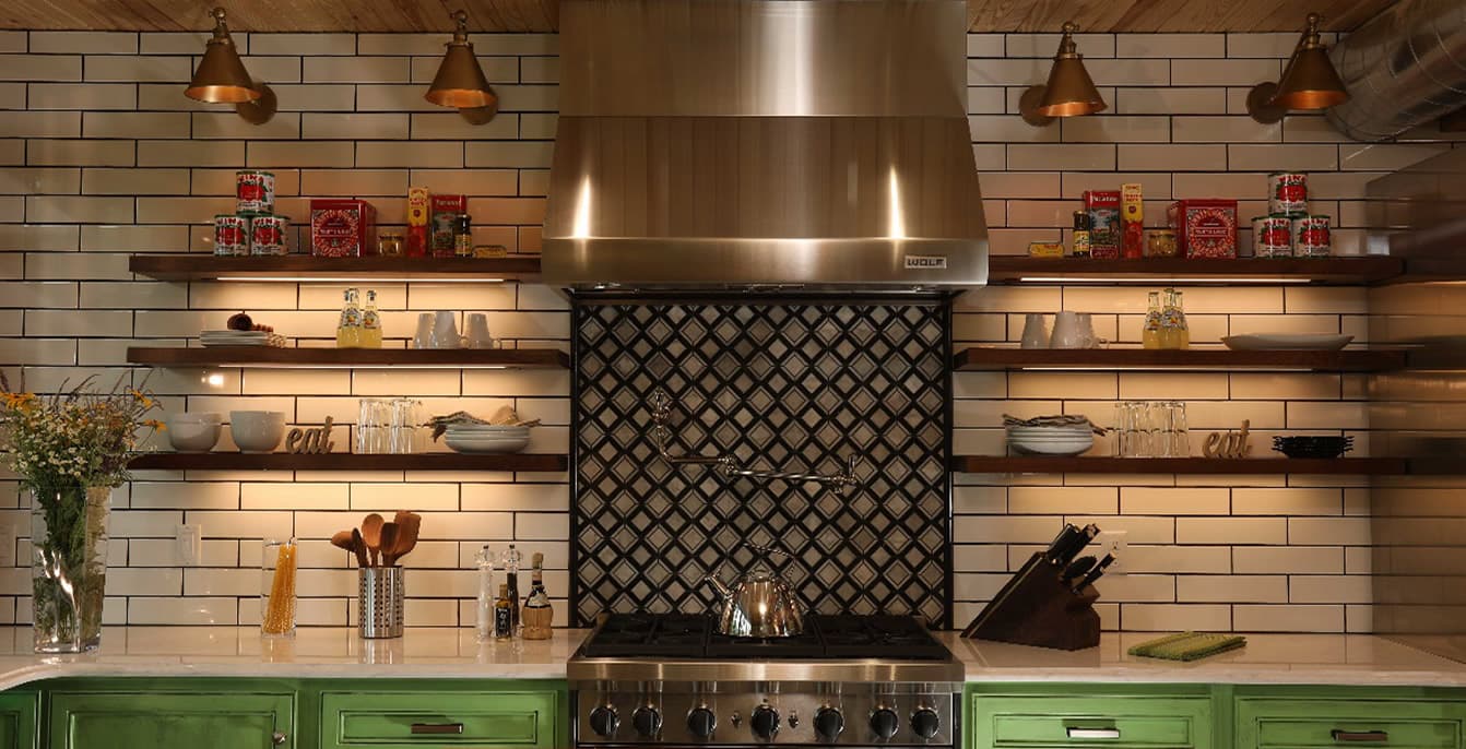 The farmhouse kitchen with green cabinets